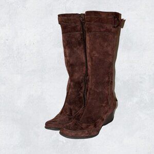 Circa Joan & David Conac Suede/Leather Buckle square toe Strap Boot Sz 10M